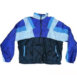 Vintage 80s Todd 1 Women’s 2XL Blue & Purple Track Jacket Nylon Full‑Zip